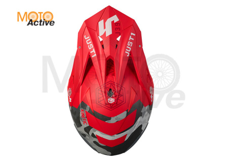 Шлем кроссовый JUST1 J39 Kinetic, камуфляж/серый/красный матовый