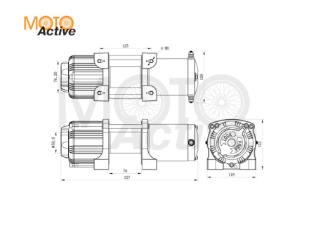 Лебедка "TR" серия "QUATTRO SPORT" 3,5 12v, 1587 кг, планетарный редуктор 166:1