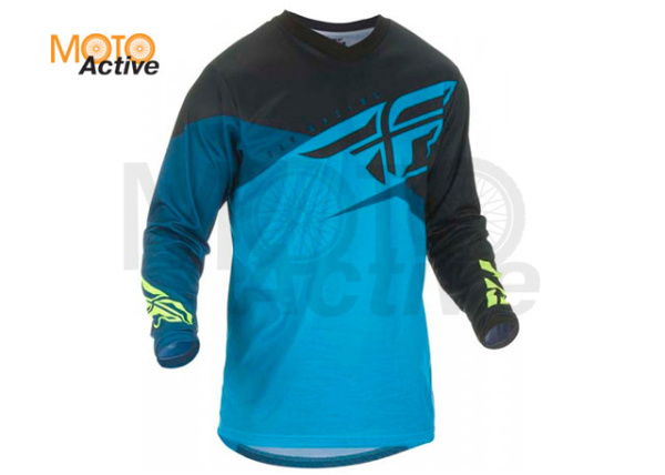 Футболка для мотокросса FLY RACING F-16 2019 синяя/черная/Hi-Vis желтая