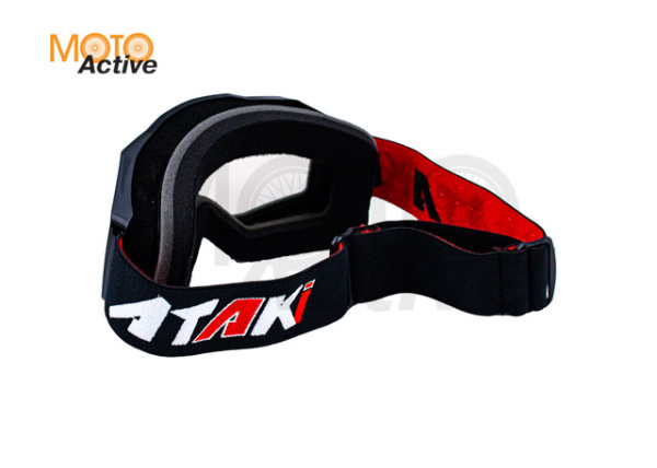 Очки мотокросс/снегоход (двойное стекло) ATAKI HB-811 черные глянцевые