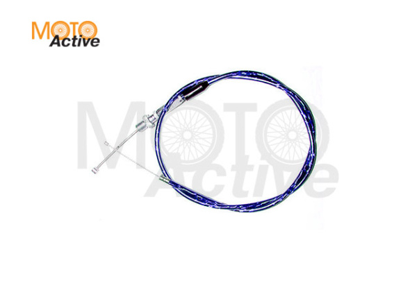 Трос газа с натяжкой (синий) для короткоходной ручки Питбайк, TTR