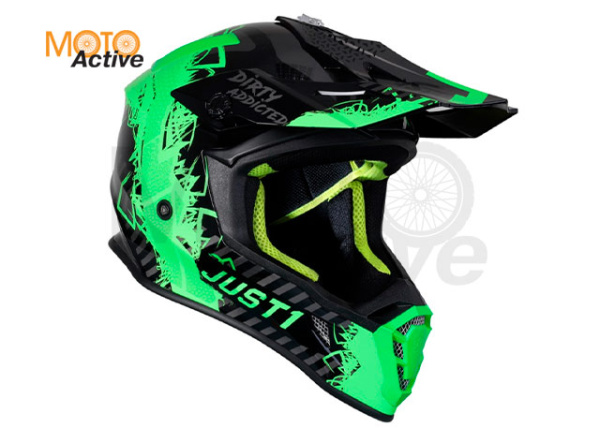 Шлем (кроссовый) JUST1 J38 MASK Hi-Vis, зеленый/серый/черный