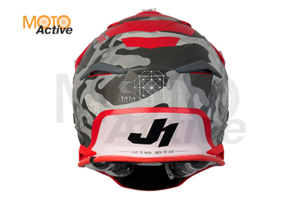 Шлем кроссовый JUST1 J39 Kinetic, камуфляж/серый/красный матовый