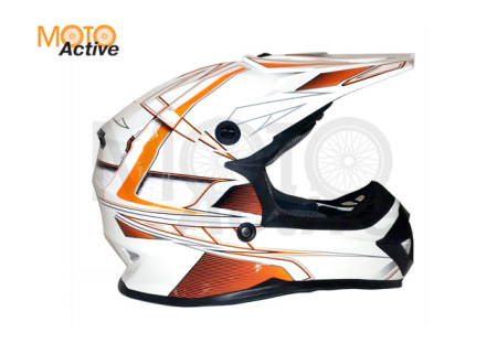 Шлем детский (кроссовый) ATAKI SC-15 Rift, оранжевый/белый глянцевый