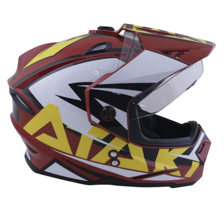 Шлем (мотард) Ataki JK802 Rampage, коричневый/желтый глянцевый