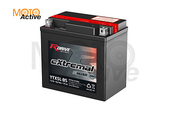 МОТО АККУМУЛЯТОР RDRIVE EXTREMAL SILVER YTX5L-BS