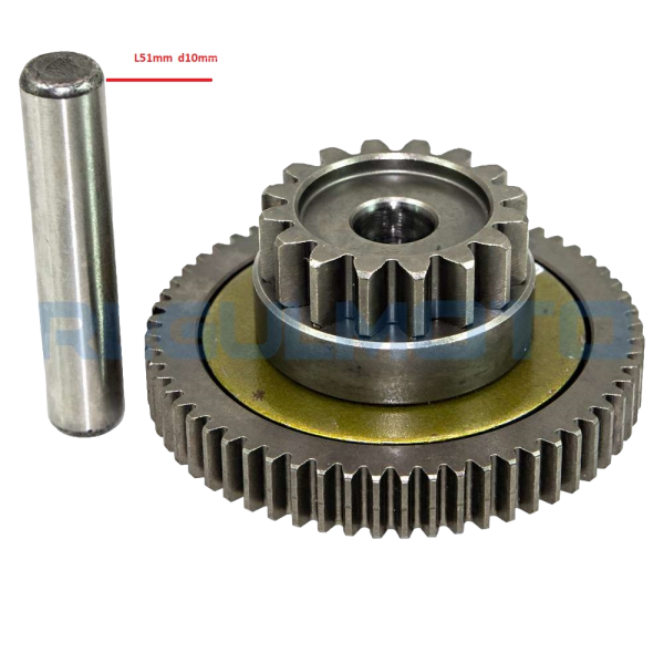 Шестерня промежуточная электростартера большая ZS174MN-3, с пальцем
