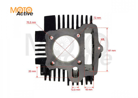 Цилиндро-поршневая группа 4T двиг. YX125 см3 153FMI d-52,4, p-14 (чугун. цил.) SM-PARTS