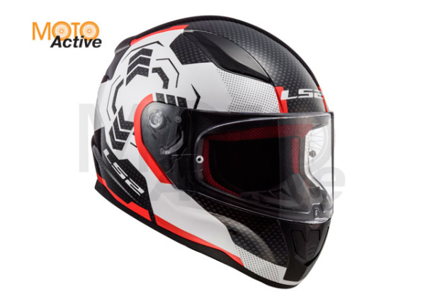 Мотошлем LS2 FF353 Rapid Ghost, черно-белый-красный