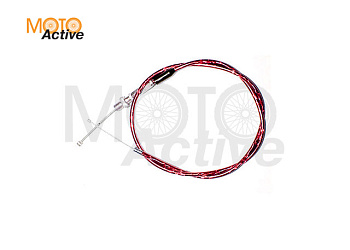 Трос газа с натяжкой (красный) для короткоходной ручки Питбайк, TTR