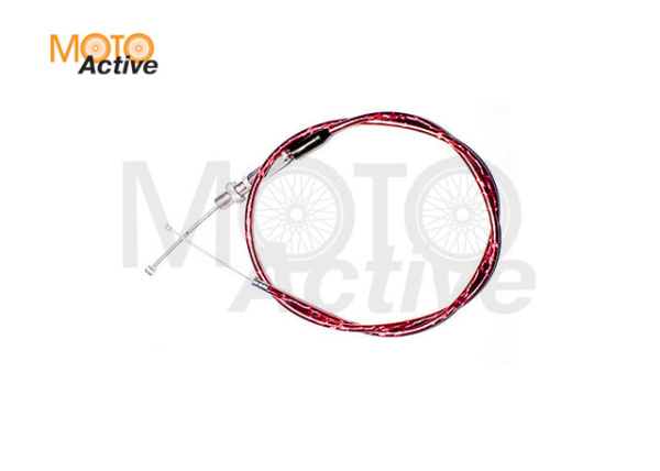 Трос газа с натяжкой (красный) для короткоходной ручки Питбайк, TTR