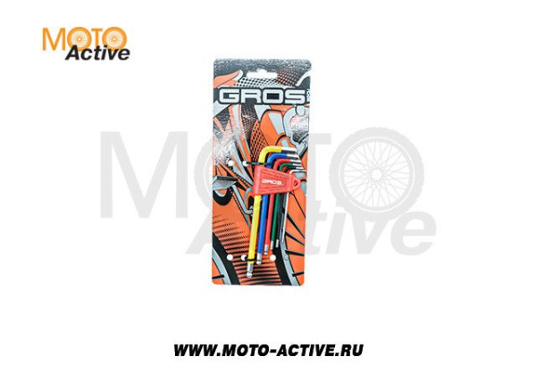 Шестигранники Gros YC-613-6C, с шаровыми головками, цветные, комплект