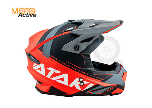 Шлем кроссовый Ataki JK801 Valor (красный/серый матовый)