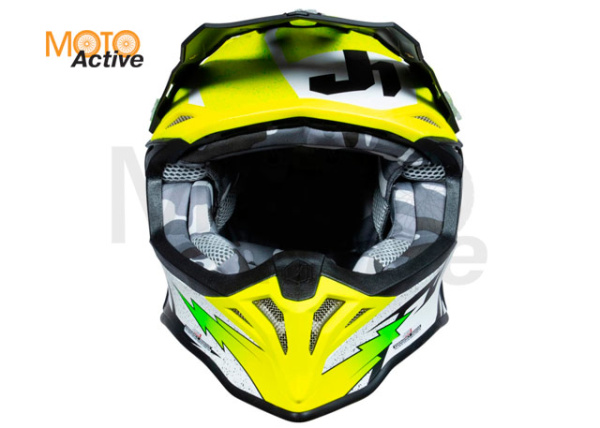 Шлем (кроссовый) JUST1 J39 POSEIDON, черный/HI-VIS желтый/белый матовый