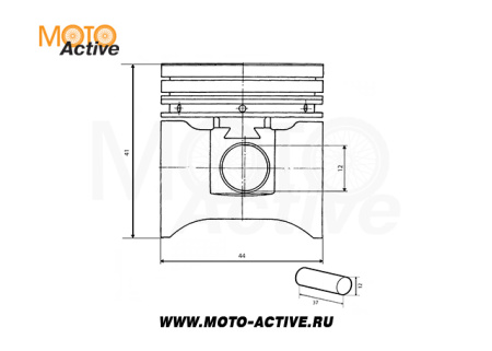 Поршень двиг XSD44F 50см3 2Т