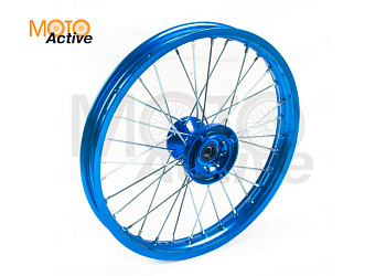 Обод передний 17" (1,60-R17 d=15mm) CNC ступица, алюминий/синий X-TECH