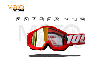 Очки мотокросс 100% red frame