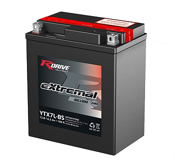 Аккумуляторная батаря RDrive eXtremal Silver YTX7L-BS 6,3Ah (100А 114*70*130)