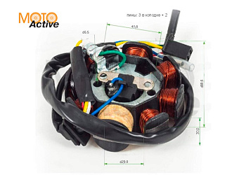 Статор генератора 161QMK 200см3 (DC 8 катушек) с реверсом