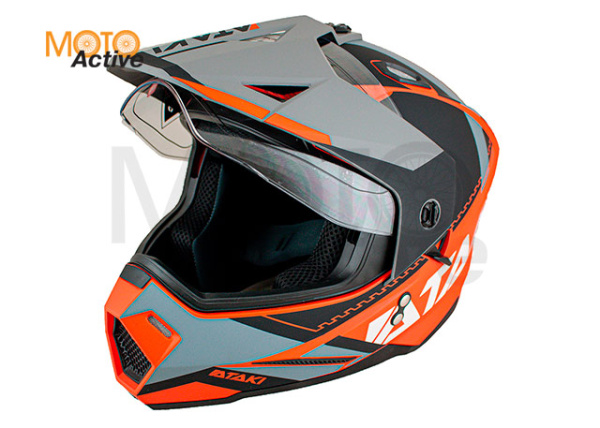 Шлем мотард Ataki JK802 Valor (красный/серый матовый)