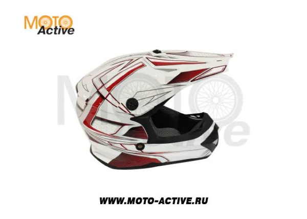 Шлем детский (кроссовый) ATAKI SC-15 Rift, красный/белый глянцевый