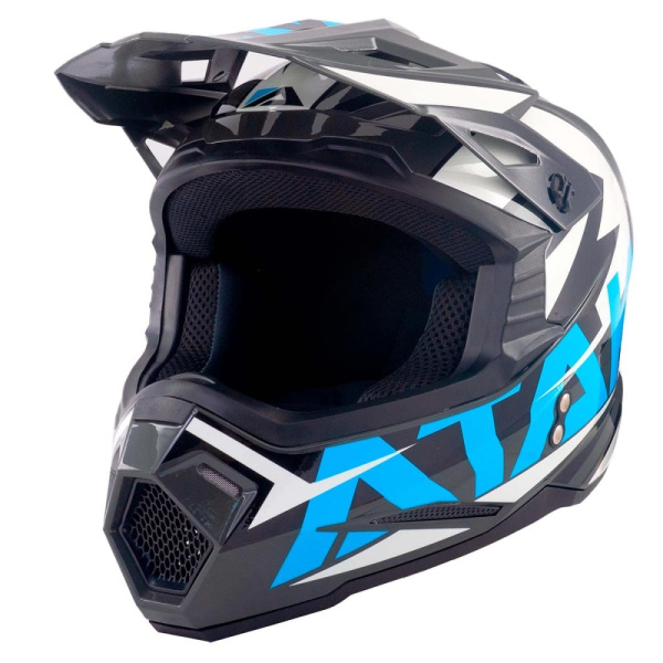 Шлем (кроссовый) Ataki JK801 Rampage, серый/синий глянцевый