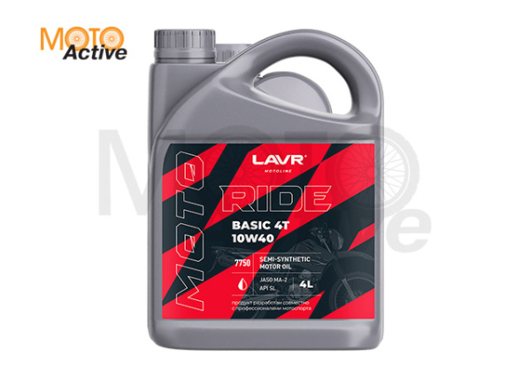 Моторное масло LAVR MOTO RIDE BASIC 4T 10W-40 SL (4 л.)