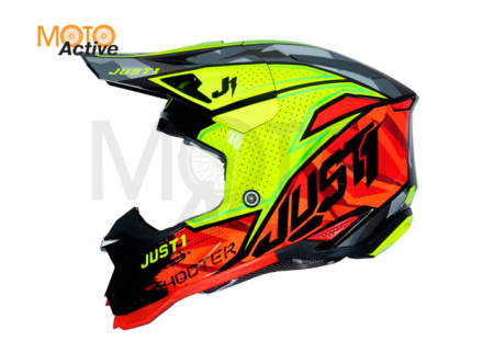 Шлем кроссовый JUST1 J40 SHOOTER (красный/желтый глянцевый)