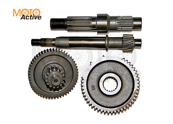 Шестерни редуктора (редуктор) в сборе с валами 139QMB 50cc корот. вал