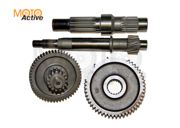 Шестерни редуктора (редуктор) в сборе с валами 139QMB 50cc корот. вал
