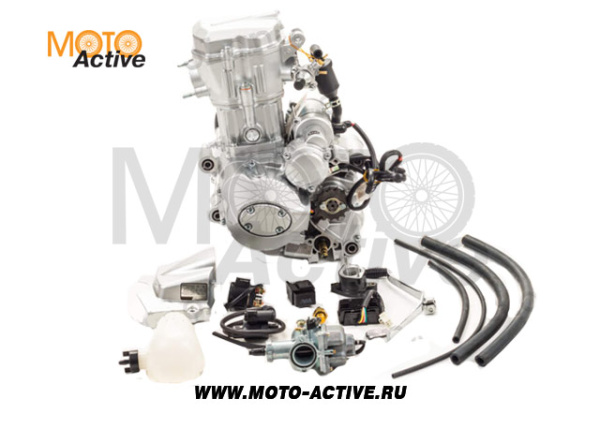 Двигатель 250см3 в сборе 167MM (CG250) 67x65, водянка, грм штанга, 4ск реверс радиатор (для ATV)полн