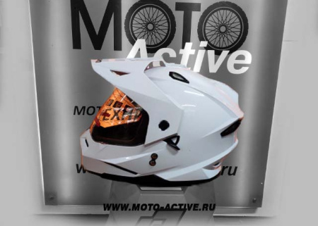 Шлем (мотард) Ataki JK802 Solid, белый глянцевый