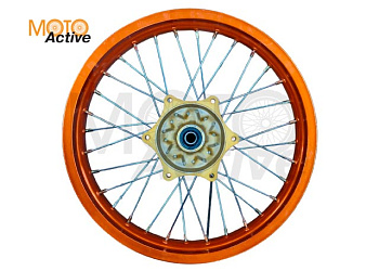 Обод задний 18" (2,15-R18 d=17mm) CNC ступица, алюминий/оранжевый X-TECH