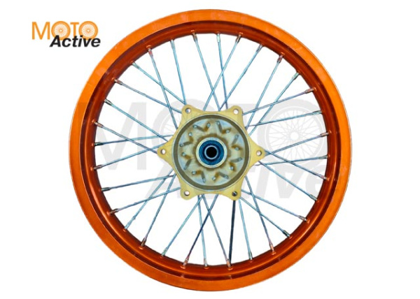 Обод задний 18" (2,15-R18 d=17mm) CNC ступица, алюминий/оранжевый X-TECH