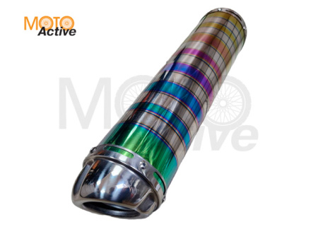 Глушитель (тюнинг) L-460*100 mm, креп. Ø78mm (нержавейка, зебра, цветной, прямоток, mod:5)