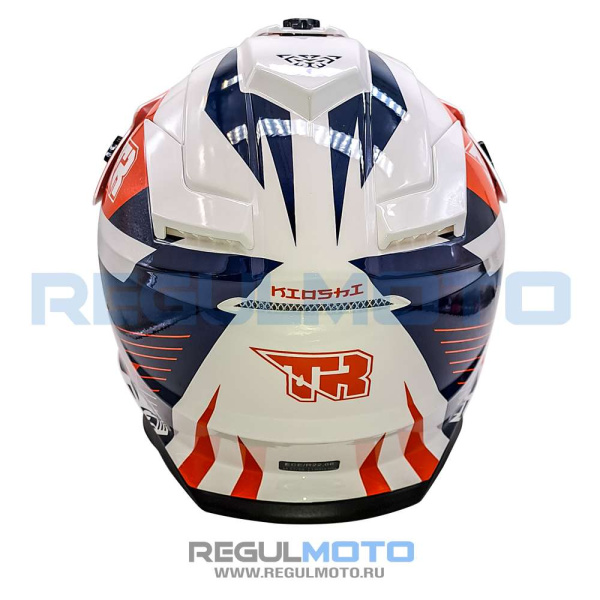 Шлем Kioshi TR кроссовый (H637) (Белый/ синий/ оранжевый)