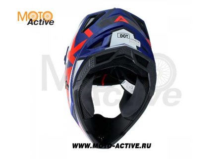 Шлем (кроссовый) Ataki JK801 Rampage, синий/красный глянцевый