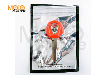 Ключ замка зажигания (заготовка) Yamaha JOG (с эмблемой, длинный, красный) "KOMATCU"