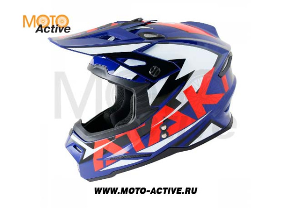 Шлем (кроссовый) Ataki JK801 Rampage, синий/красный глянцевый