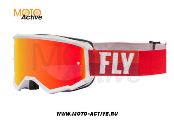 Очки для мотокросса FLY RACING ZONE (2021) белые/красные, зеркальные-красные