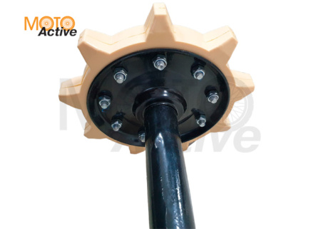 Вал ведомый, трансмиссии (мотобуксировщика) с сальниками, под тележку 488мм (в сборе со звездочками пластмассовыми)