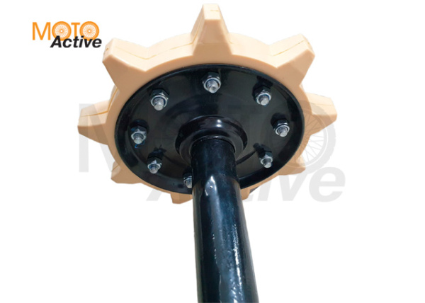 Вал ведомый, трансмиссии (мотобуксировщика) с сальниками, под тележку 488мм (в сборе со звездочками пластмассовыми)