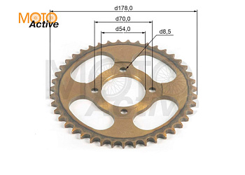 Венец, звезда ведомая (428-43) сталь, закаленные зубья Alpha/Delta 4х70х54