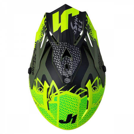 Шлем (кроссовый) JUST1 J38 MASK Hi-Vis, желтый-чёрный-хаки матовый (2021)