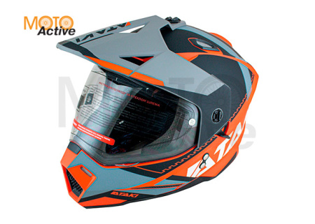 Шлем мотард Ataki JK802 Valor (красный/серый матовый)