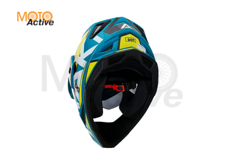 Шлем (мотард) Ataki JK802 Rampage, синий/Hi-Vis желтый глянцевый