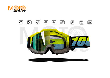 Очки мотокросс 100% black/yellow frame