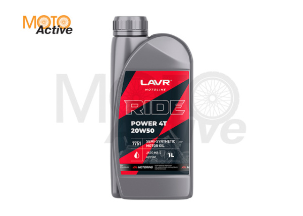 Моторное масло LAVR MOTO RIDE POWER 4T 20W-50 SM (1 л.)