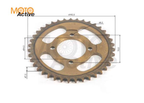 Венец, звезда ведомая (428-39) сталь, закаленные зубья Alpha/Delta 4х70х54