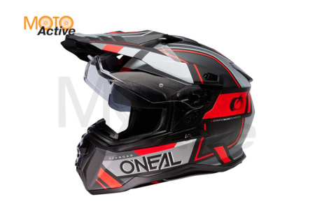 Шлем кроссовый со стеклом O'NEAL D-SRS Solid V24, красный/черный